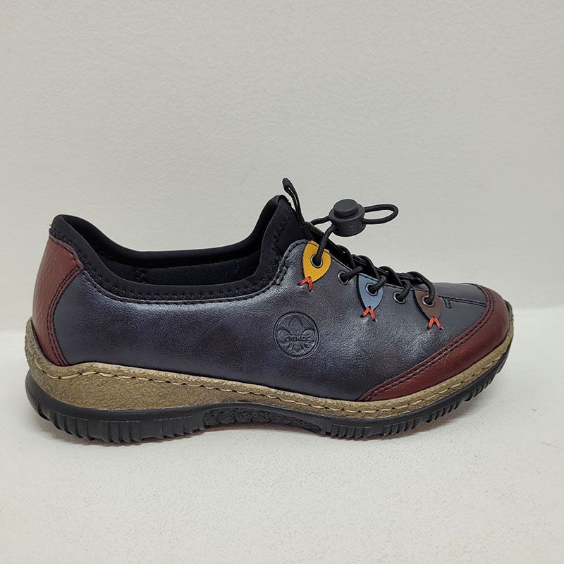 Basket plate bleu, rouge et jaune avec lacet elast Rieker