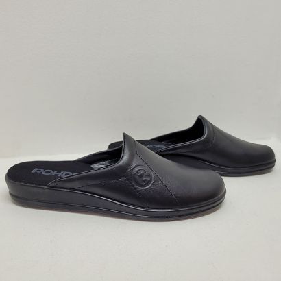 Mule cuir noire Rohde