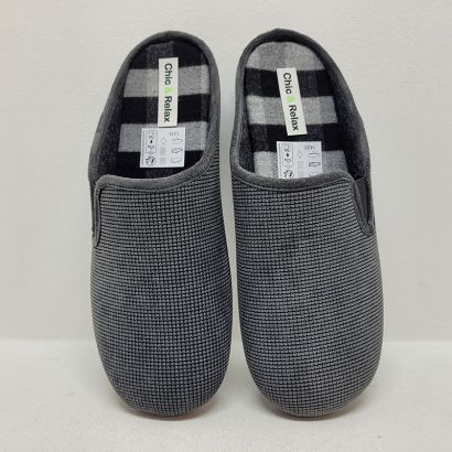 Mûle grise 1 élastique à carreaux Chic & relax