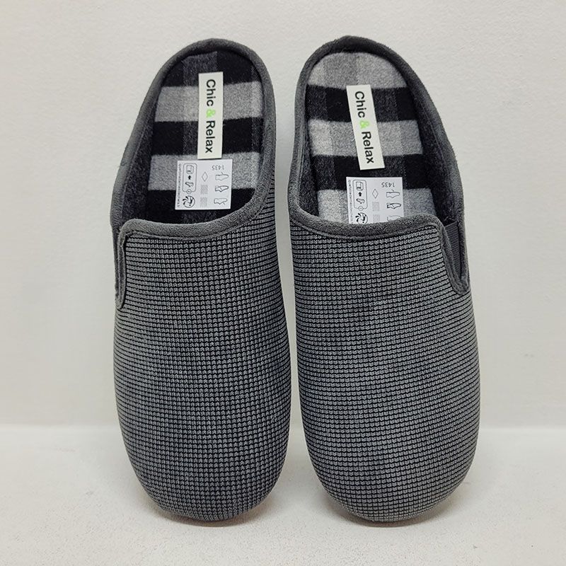 Mûle grise 1 élastique à carreaux Chic & relax