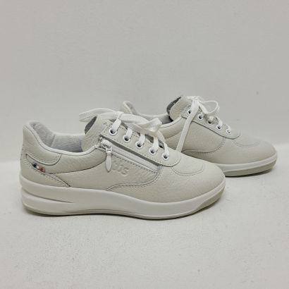 Basket blanche uni compensée lacets avec tirette Tbs