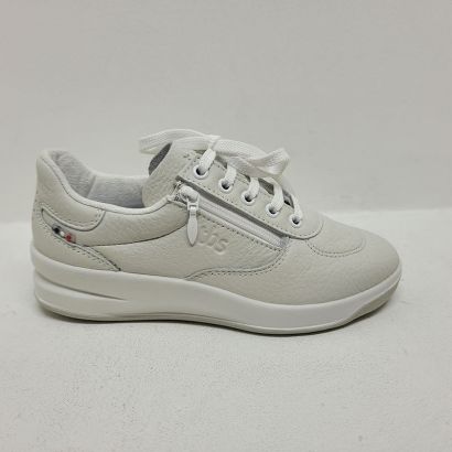Basket blanche uni compensée lacets avec tirette Tbs
