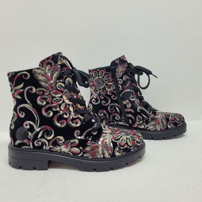 Bottine noire avec imprimé fleurs multicolore Rieker