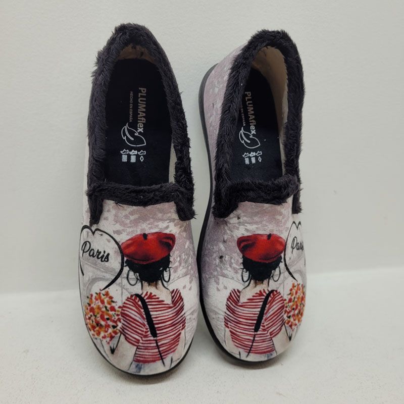 Pantoufle noire et grise paris Roal