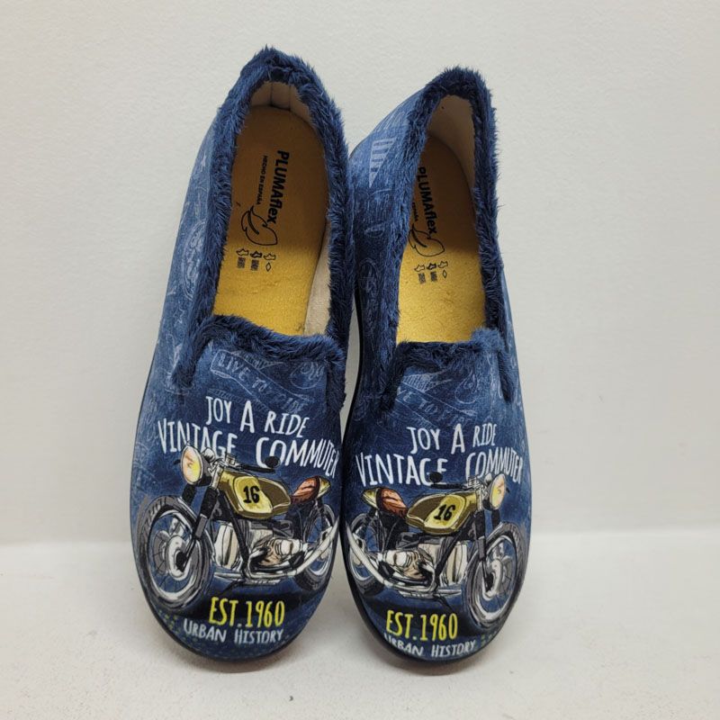 Pantoufle avec une moto bleu Roal