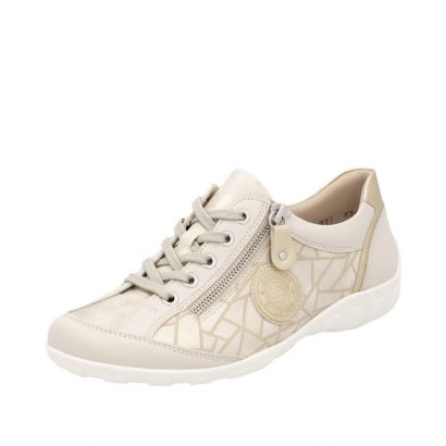 Basket beige avec imprimé et patch zip et lacet Remonte