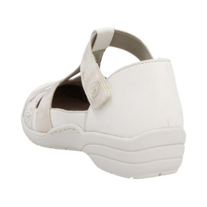 Sandale blanche et beige 1 velcro Remonte