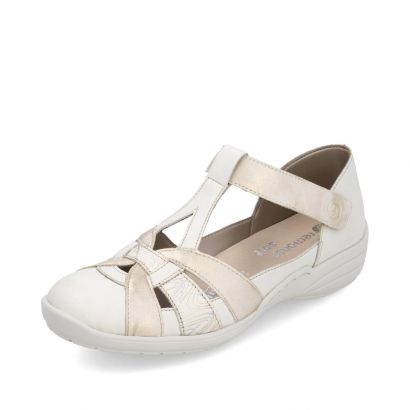 Sandale blanche et beige 1 velcro Remonte