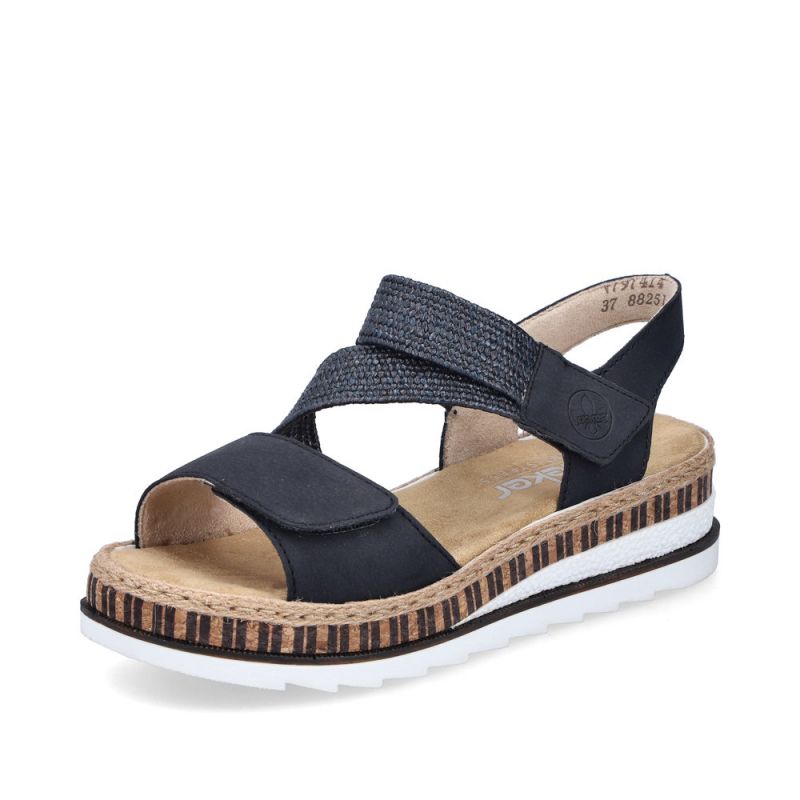 Nu-pied noir 2 velcros petit compensé Rieker