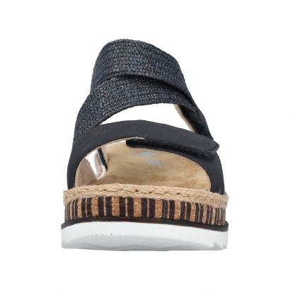 Nu-pied noir 2 velcros petit compensé Rieker