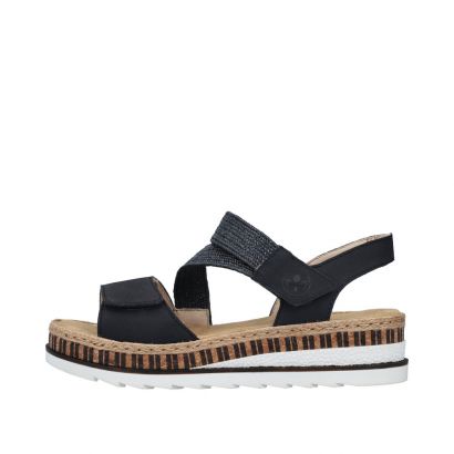 Nu-pied noir 2 velcros petit compensé Rieker