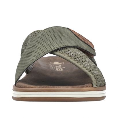 Mule kaki 2 brides croisées 1 velcro Rieker