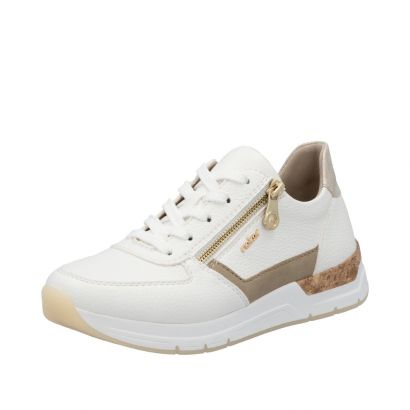 Basket blanche et taupe zip et lacet Rieker