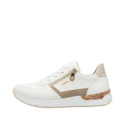 Basket blanche et taupe zip et lacet Rieker