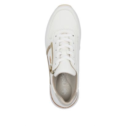 Basket blanche et taupe zip et lacet Rieker