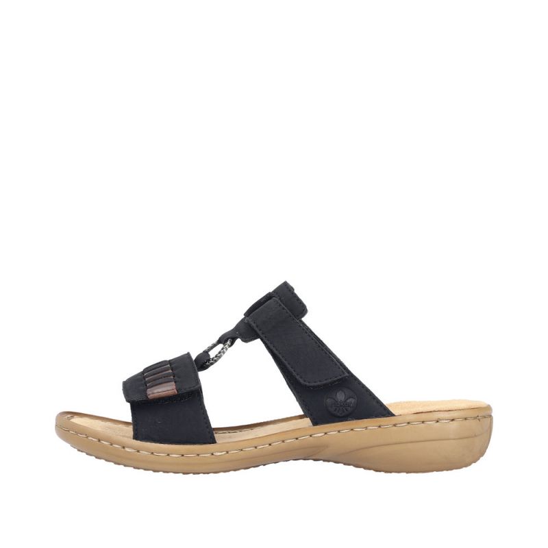 Mule noire 2 velcros et anneau Rieker