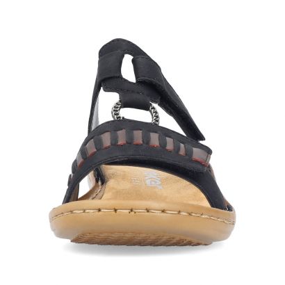 Mule noire 2 velcros et anneau Rieker