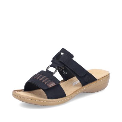 Mule noire 2 velcros et anneau Rieker