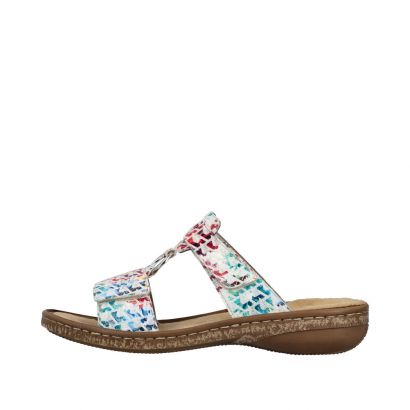 Mule multicolore 2 velcros avec anneau Rieker