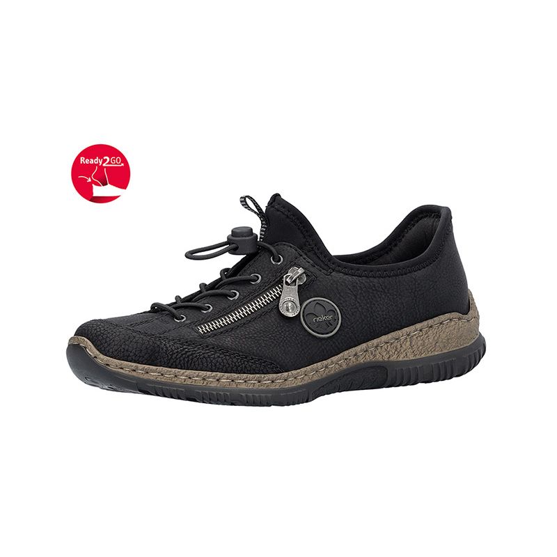 Basket noire memoire de forme avec fausse tirette Rieker