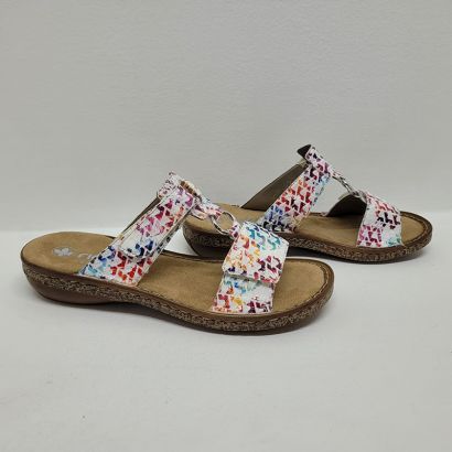 Mule multicolore 2 velcros avec anneau Rieker