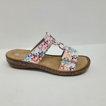 Mule multicolore 2 velcros avec anneau Rieker