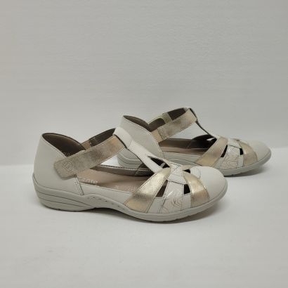 Sandale blanche et beige 1 velcro Remonte