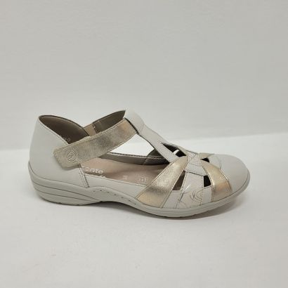 Sandale blanche et beige 1 velcro Remonte