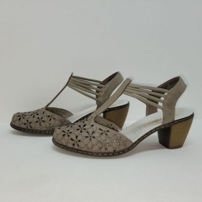 Nu-pied à talon bout fermé perforé grise Rieker