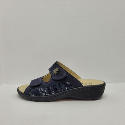 Mule bleu marine 2 velcros avec stretch Longo