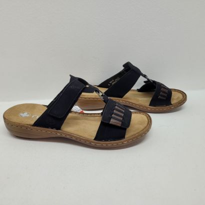 Mule noire 2 velcros et anneau Rieker