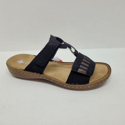 Mule noire 2 velcros et anneau Rieker