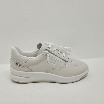 Basket blanche uni compensée lacets avec tirette Tbs