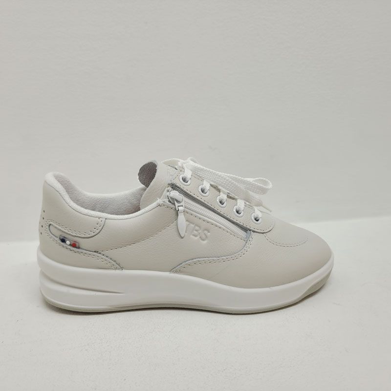 Basket blanche uni compensée lacets avec tirette Tbs