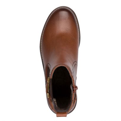 Bottine camel petit talon, élast et boucle sur le côté Jana