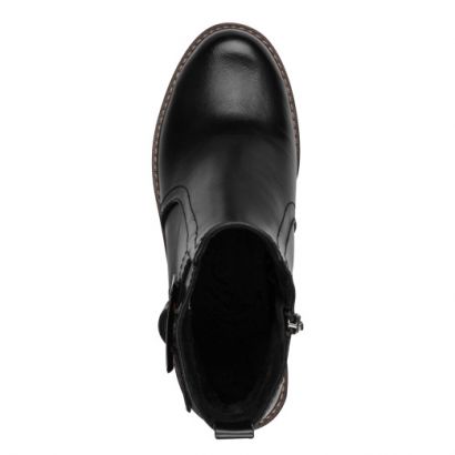Bottine noire petit talon avec boucle ambre sur le côté Marco Tozzi