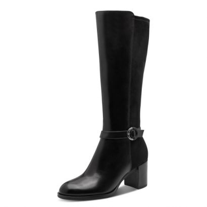 Botte noire à talon arrière strech + anneau Tamaris