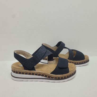 Nu-pied noir 2 velcros petit compensé Rieker