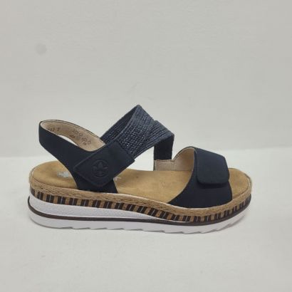 Nu-pied noir 2 velcros petit compensé Rieker