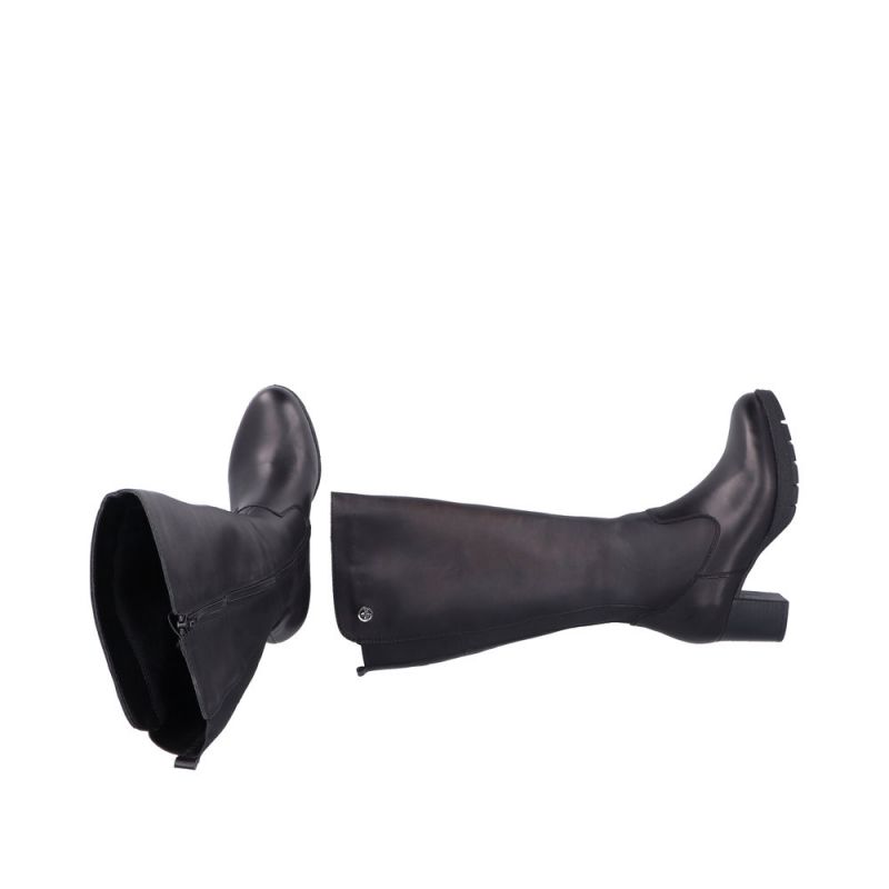 Botte cavalière noire à talon épais Rieker