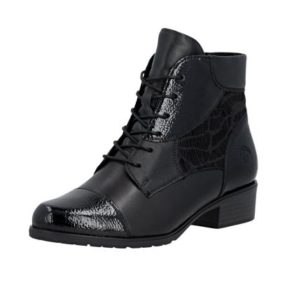 Bottine noire avec imprimé bronze sur la tige lacet et tirette + TEX Rieker