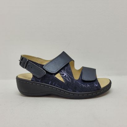 Nu-pied marine 2 velcros avec imprimé + réglage à l'arrière Dr.Brinkmann