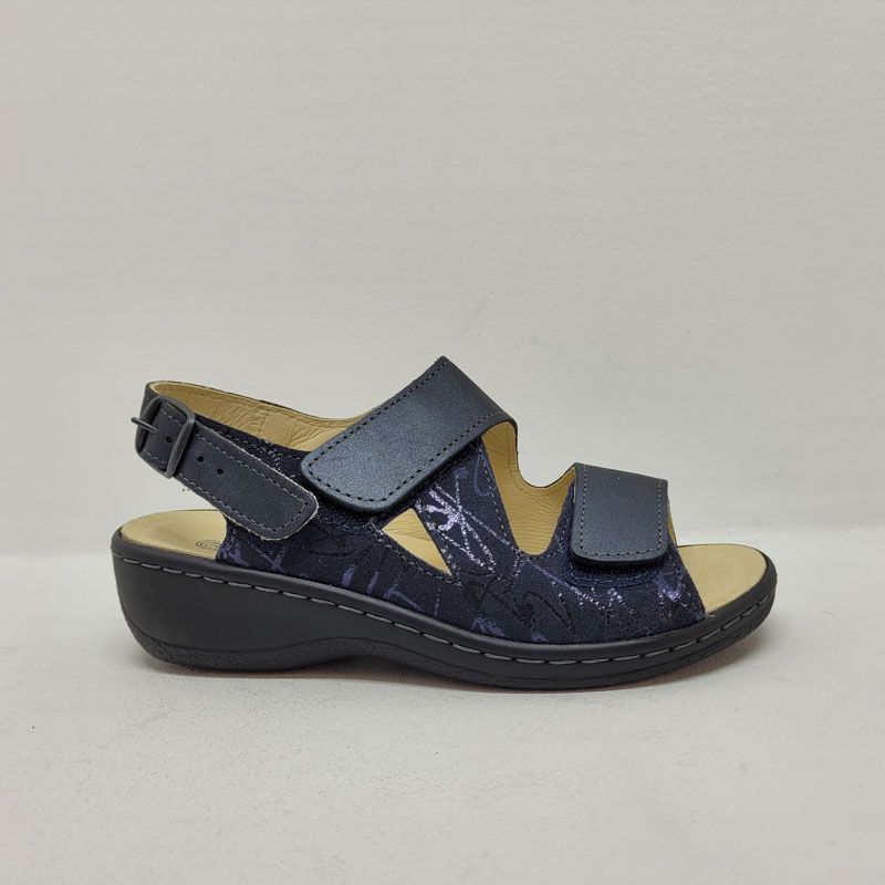 Nu-pied marine 2 velcros avec imprimé + réglage à l'arrière Dr.Brinkmann