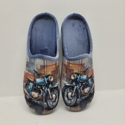 Mule bleu moto Maison de l'Espadrille