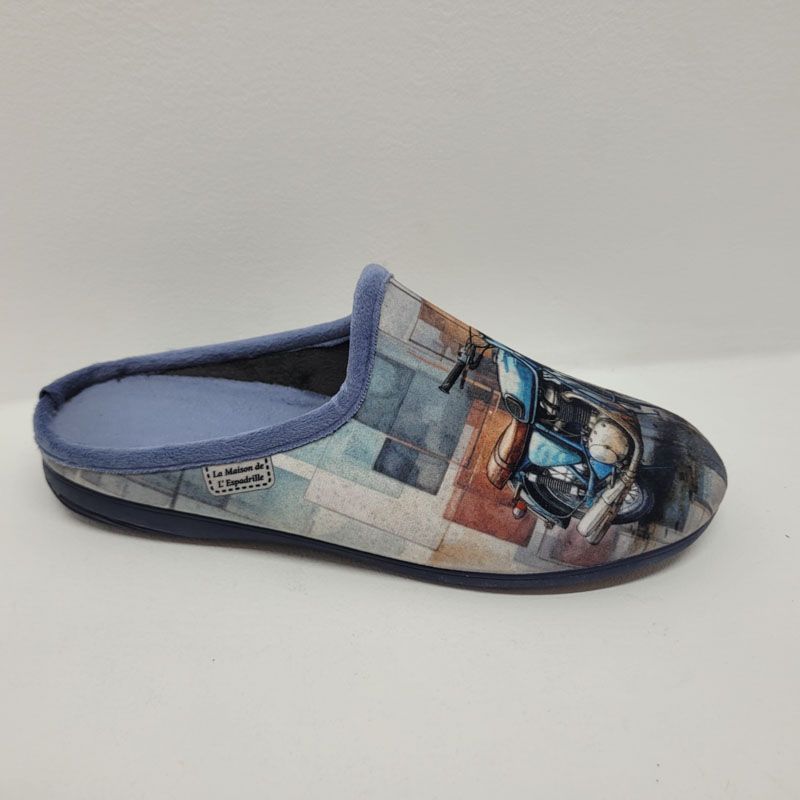 Mule bleu moto Maison de l'Espadrille