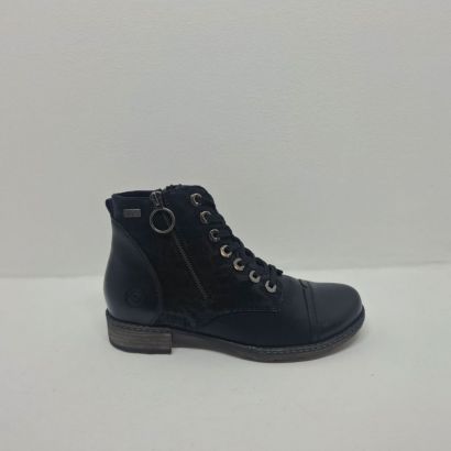 Bottine noire petit talon avec imprimé tirette Remonte