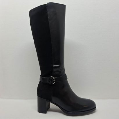 Botte noire à talon arrière strech + anneau Tamaris