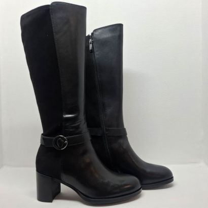 Botte noire à talon arrière strech + anneau Tamaris
