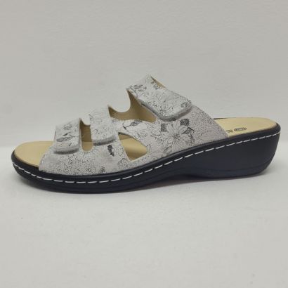 Mule 3 velcros blanches avec imprimé doré Dr brinkmann