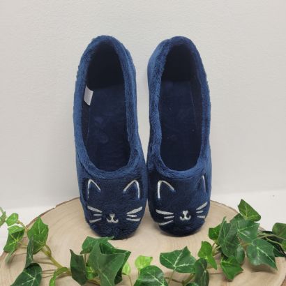Ballerine bleu marine chat poilu Maison de l'Espadrille